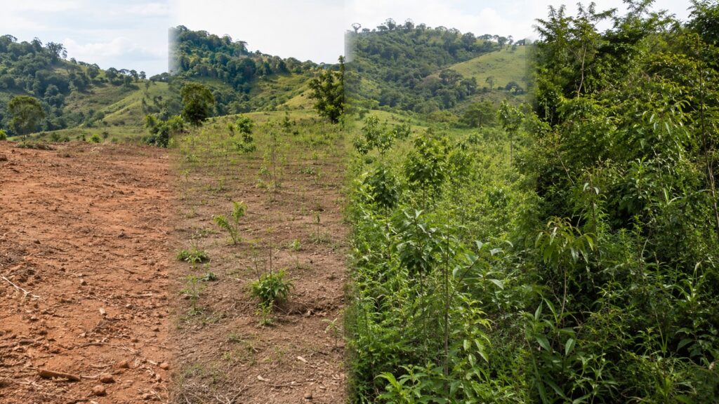 Evolução da vegetação de uma área rural acompanhada por Monitoramento Ambiental.