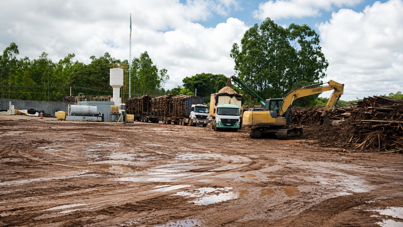 Maquinário em um pátio: é um tipo de situação que pode exigir licença ambiental para pequenos empreendimentos.